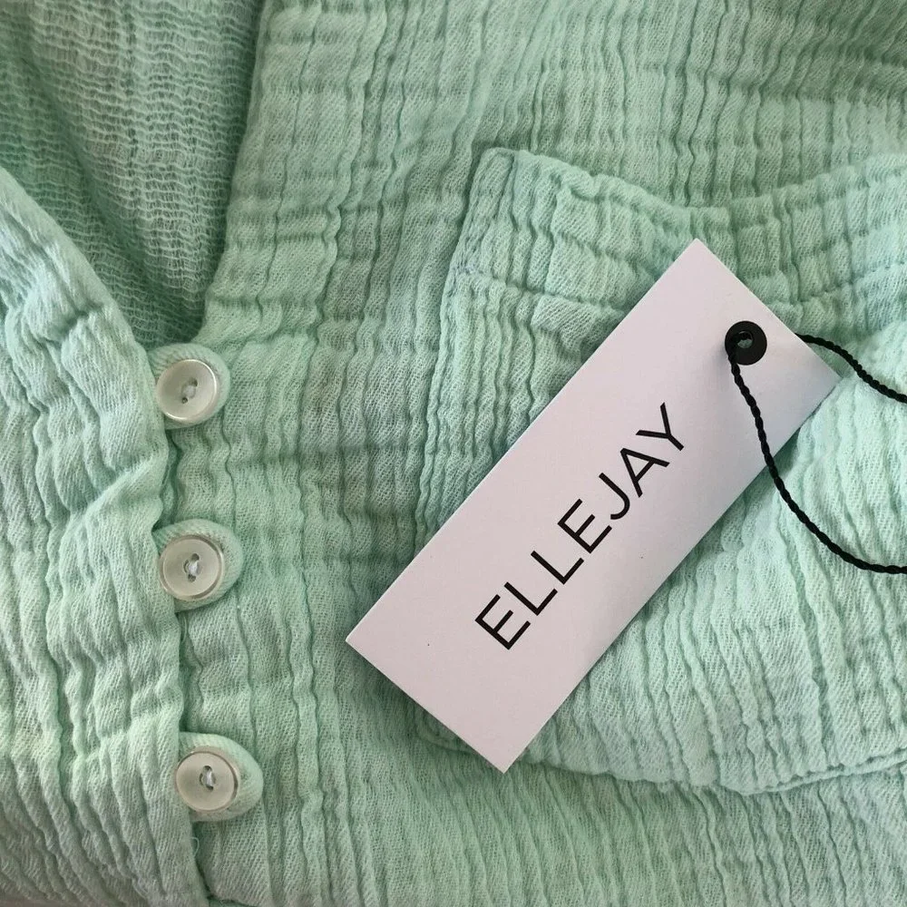 ELLEJAY Blake Blouse Mint Green Cotton Relaxed Fit XS NWT $138